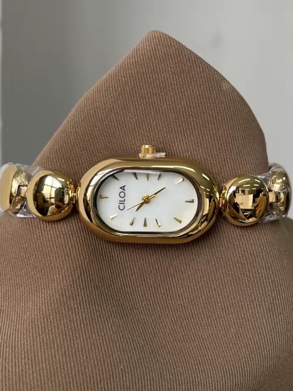 Target Gold-Tone Bracelet Watch with White Dial